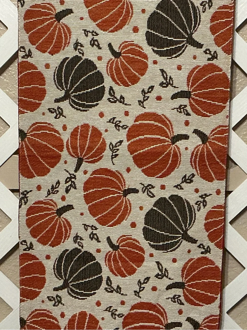 Fall Orange & Green Pumpkin Table Runner